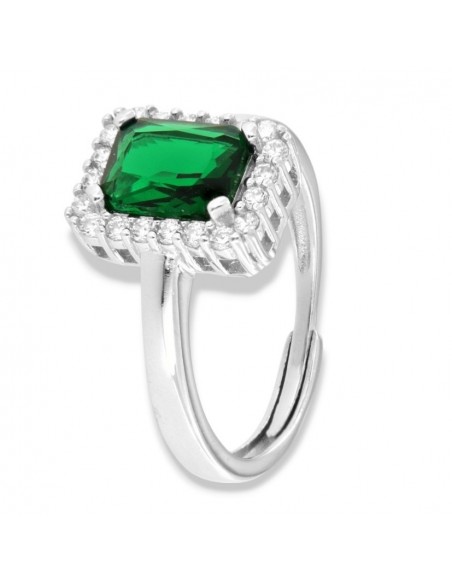 Anello Argento Rodiato Principessa Rettangolare 8x6MM [01b80a25]