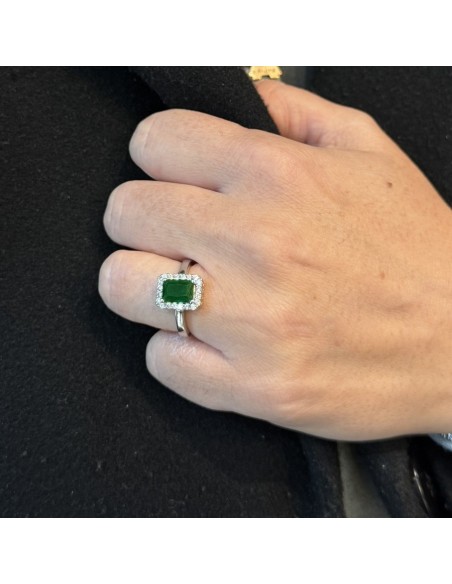 Anello Argento Rodiato Principessa Rettangolare 8x6MM [8e077dee]