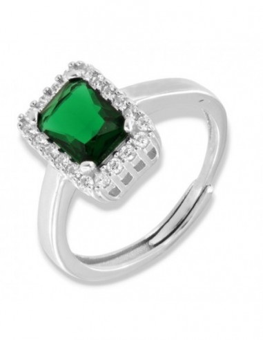 Anello Argento Rodiato Principessa Rettangolare 8x6MM [391abcea]