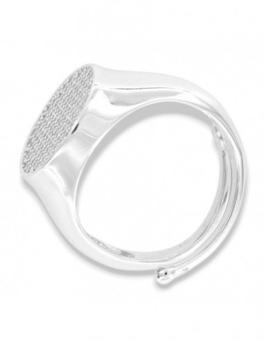 Anello Argento Rodiato Chevalier Tondo Zirconi Bianchi  Gambo Aperto [307bfaf1]