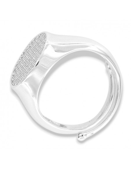 Anello Argento Rodiato Chevalier Tondo Zirconi Bianchi  Gambo Aperto [307bfaf1]