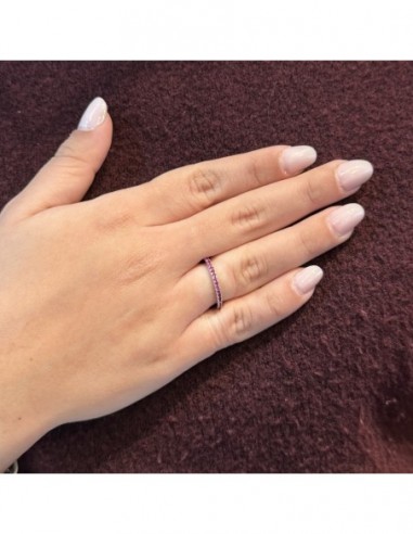 Anello Argento Rodiato Eternity Zirconi Viola 1,5MM [ab79f295]