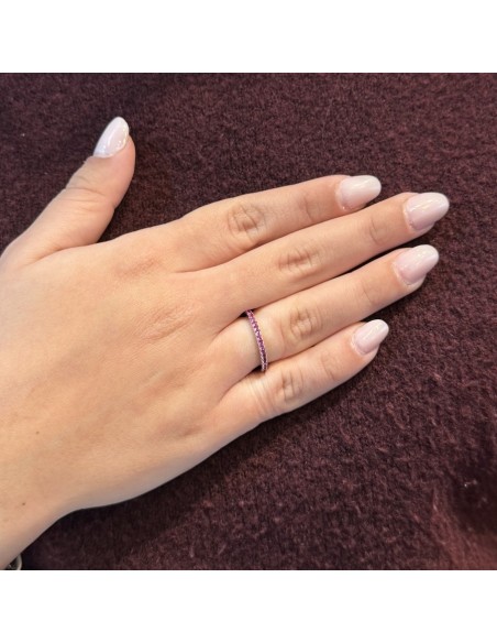 Anello Argento Rodiato Eternity Zirconi Viola 1,5MM [ab79f295]