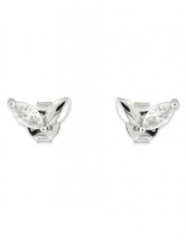 Orecchini Argento Rodiato Foglie Zircone Bianco [5a9e9584]
