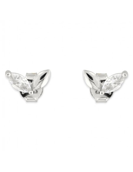 Orecchini Argento Rodiato Foglie Zircone Bianco [5a9e9584]