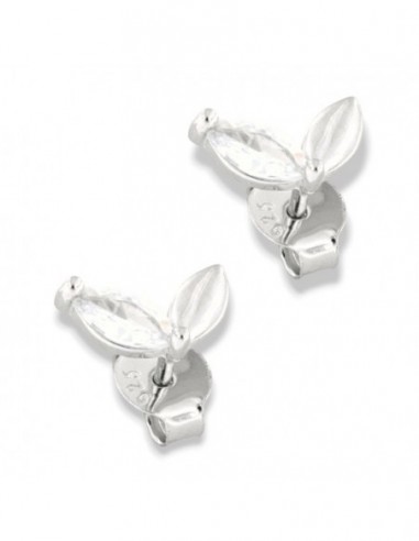 Orecchini Argento Rodiato Foglie Zircone Bianco [78b383a1]