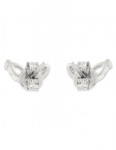 Orecchini Argento Rodiato Foglie Zircone Bianco [7de3c4bf]