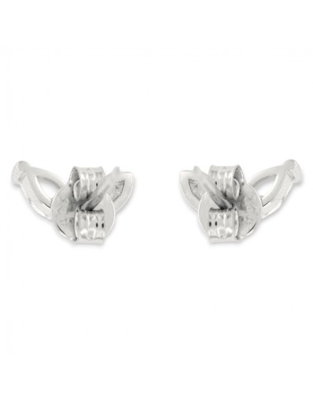 Orecchini Argento Rodiato Foglie Zircone Bianco [7de3c4bf]