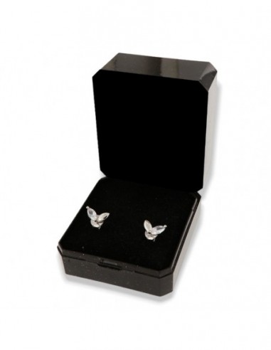 Orecchini Argento Rodiato Foglie Zircone Bianco [cafe05bb]