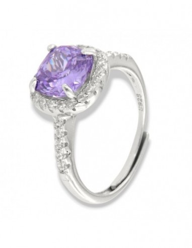 Anello Argento Rodiato Principessa Lilla 8x8MM [5f329129]