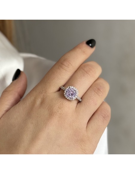 Anello Argento Rodiato Principessa Lilla 8x8MM [8a9519a5]