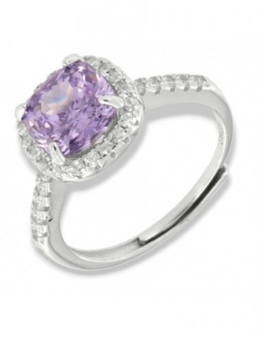 Anello Argento Rodiato Principessa Lilla 8x8MM [3d88d8a1]