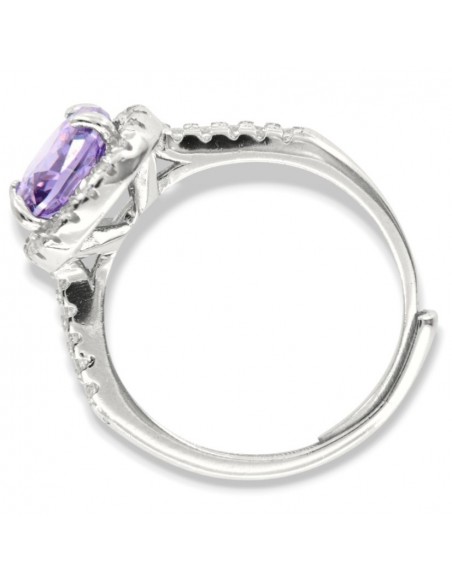 Anello Argento Rodiato Principessa Lilla 8x8MM [8fc55ebb]