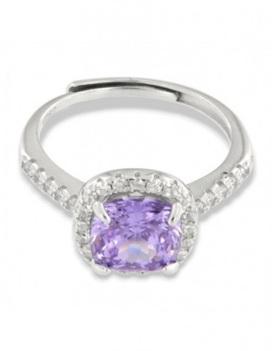 Anello Argento Rodiato Principessa Lilla 8x8MM [56e31db6]