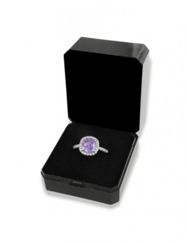 Anello Argento Rodiato Principessa Lilla 8x8MM [e1fedcb2]