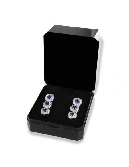 Orecchini Argento Rodiato Pendente Magic Blu 3MM [e018e05f]