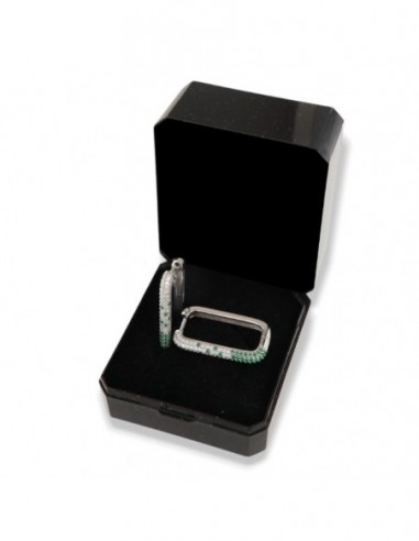 Orecchini Argento Rodiato Cerchi Zirconi Bianchi Verdi [3cb7d65d]