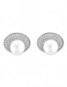 Orecchini Argento Rodiato Perle Zirconi Bianchi [2be9acae]