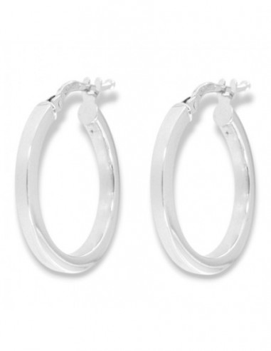 Orecchini Oro Bianco Cerchi Squadrati Diametro 20MM [a94c9443]