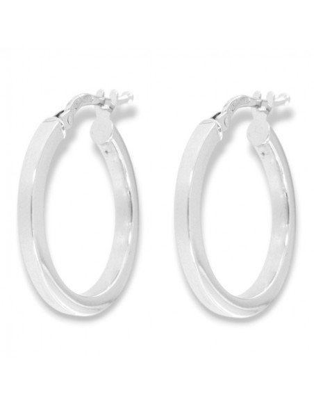 Orecchini Oro Bianco Cerchi Squadrati Diametro 20MM [a94c9443]