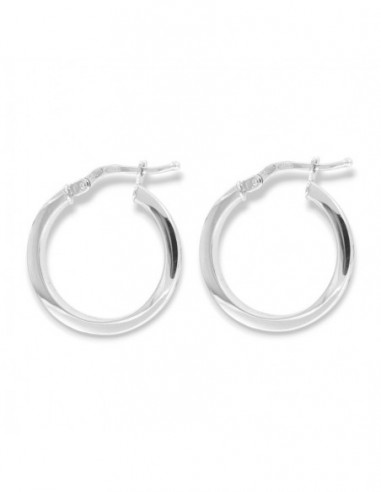 Orecchini Oro Bianco Cerchi Squadrati Diametro 20MM [d6797587]