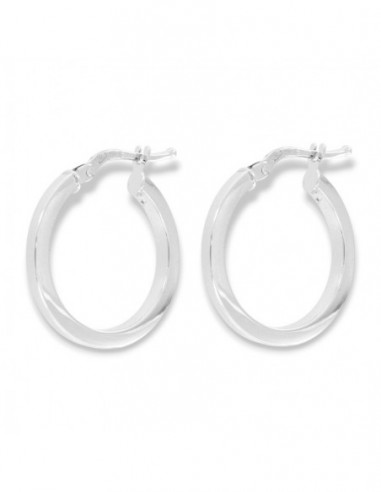 Orecchini Oro Bianco Cerchi Squadrati Diametro 20MM [6164b483]