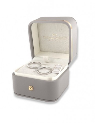 Orecchini Oro Bianco Cerchi Squadrati Diametro 20MM [6434f39d]