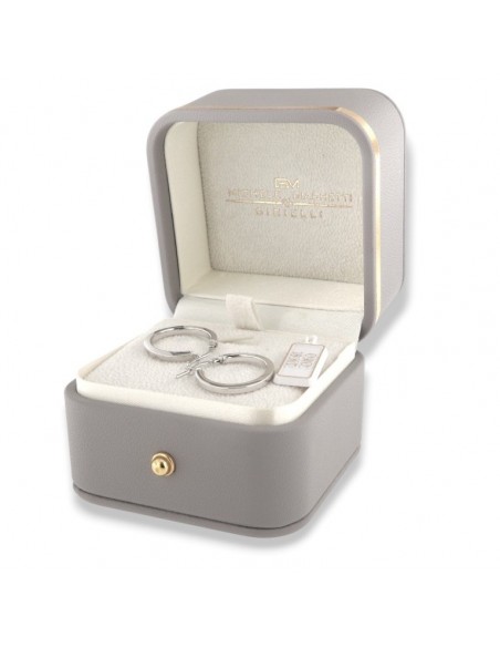 Orecchini Oro Bianco Cerchi Squadrati Diametro 20MM [6434f39d]