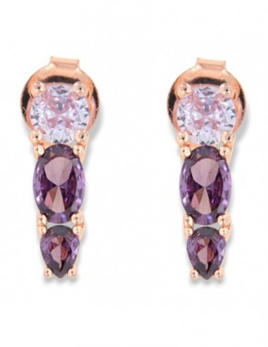 Orecchini Argento Rosato Pietre Viola [ed11e009]