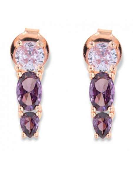 Orecchini Argento Rosato Pietre Viola [ed11e009]