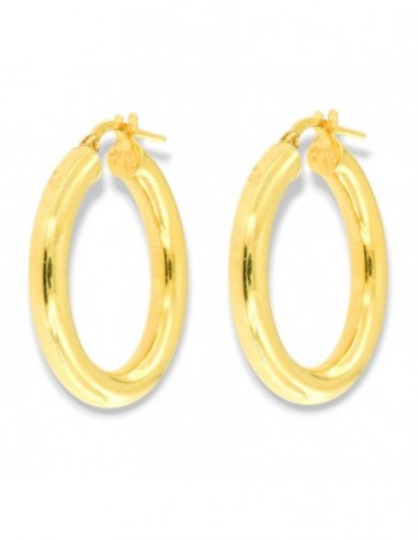 Orecchini Argento Dorato Cerchi 28MM Canna Tonda [921ac168]