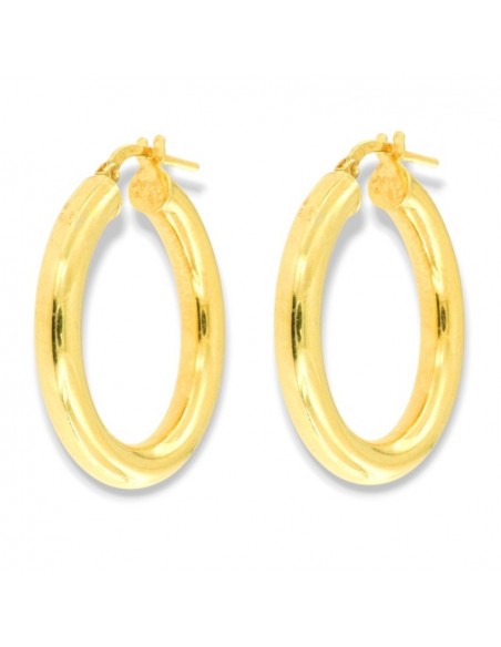 Orecchini Argento Dorato Cerchi 28MM Canna Tonda [921ac168]