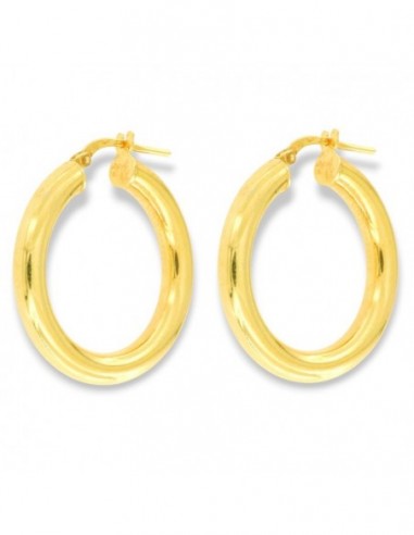 Orecchini Argento Dorato Cerchi 28MM Canna Tonda [aa8edd62]