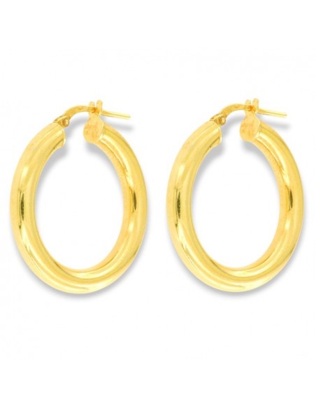 Orecchini Argento Dorato Cerchi 28MM Canna Tonda [aa8edd62]