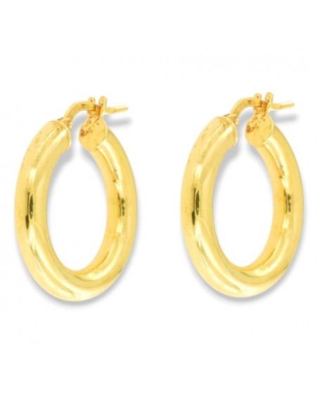 Orecchini Argento Dorato Cerchi 23MM Canna Tonda [bc1769bb]