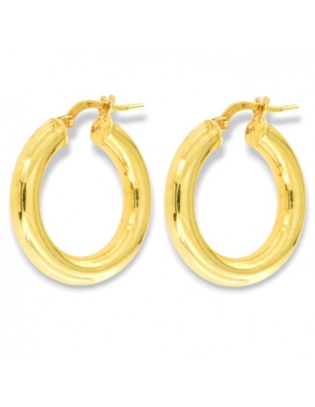Orecchini Argento Dorato Cerchi 23MM Canna Tonda [0845a419]