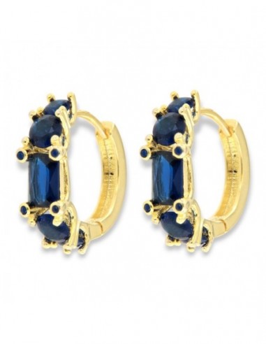 Orecchini Argento Dorato Cerchi Zirconi Blu [0a4dbf8b]