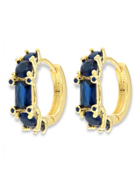 Orecchini Argento Dorato Cerchi Zirconi Blu [0a4dbf8b]