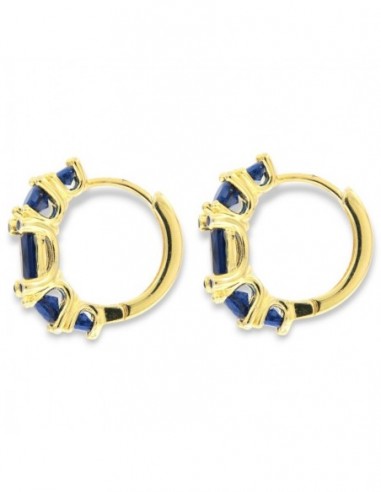 Orecchini Argento Dorato Cerchi Zirconi Blu [d1f33c7c]