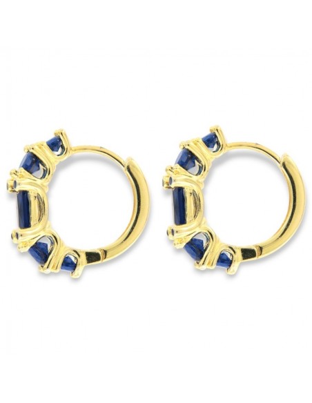 Orecchini Argento Dorato Cerchi Zirconi Blu [d1f33c7c]