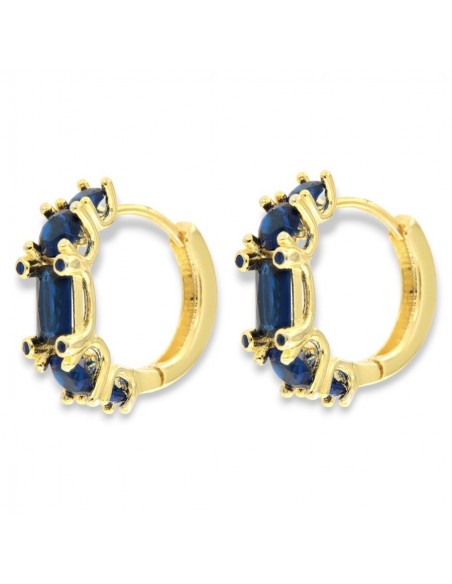 Orecchini Argento Dorato Cerchi Zirconi Blu [66eefd78]