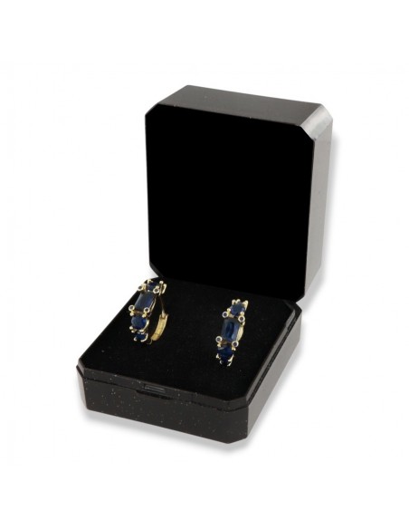 Orecchini Argento Dorato Cerchi Zirconi Blu [63beba66]