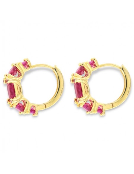 Orecchini Argento Rodiato Cerchi Zirconi Magenta [44b43779]