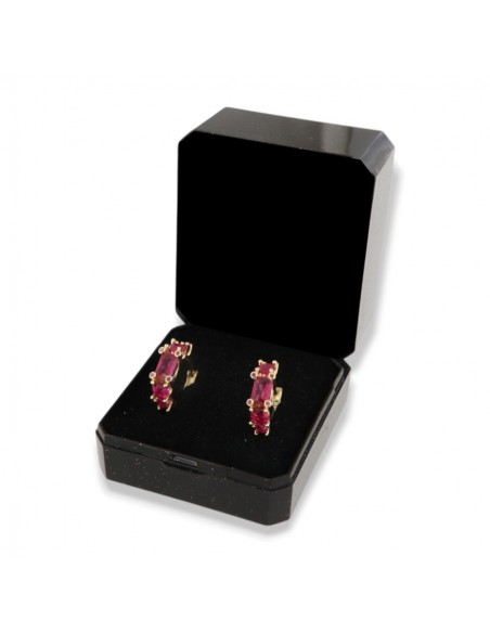 Orecchini Argento Rodiato Cerchi Zirconi Magenta [f6f9b163]