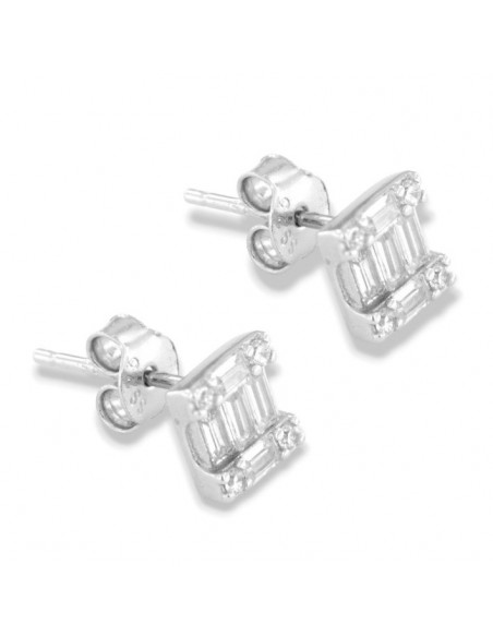 Orecchini Argento Rodiato Punto Luce Zirconi Rettangolari [60629070]
