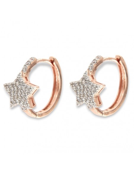 Orecchini Argento Rosato Cerchi Stella Pavettata [d5e6f4ef]
