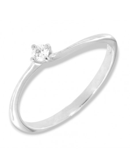 Anello Oro Bianco Solitario Valentino Diamante 0,07 Carati [21e182e1]