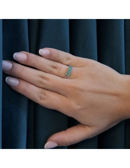 Anello Oro Bianco Trilogy Smeraldi 0,30CT [d5c0e101]