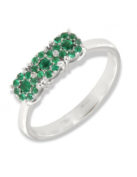 Anello Oro Bianco Trilogy Smeraldi 0,30CT [62dd2005]