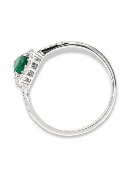 Anello Oro Bianco Goccia Smeraldo 0,59 Carati Diamanti 0,267 Carati [9cffb7a6]